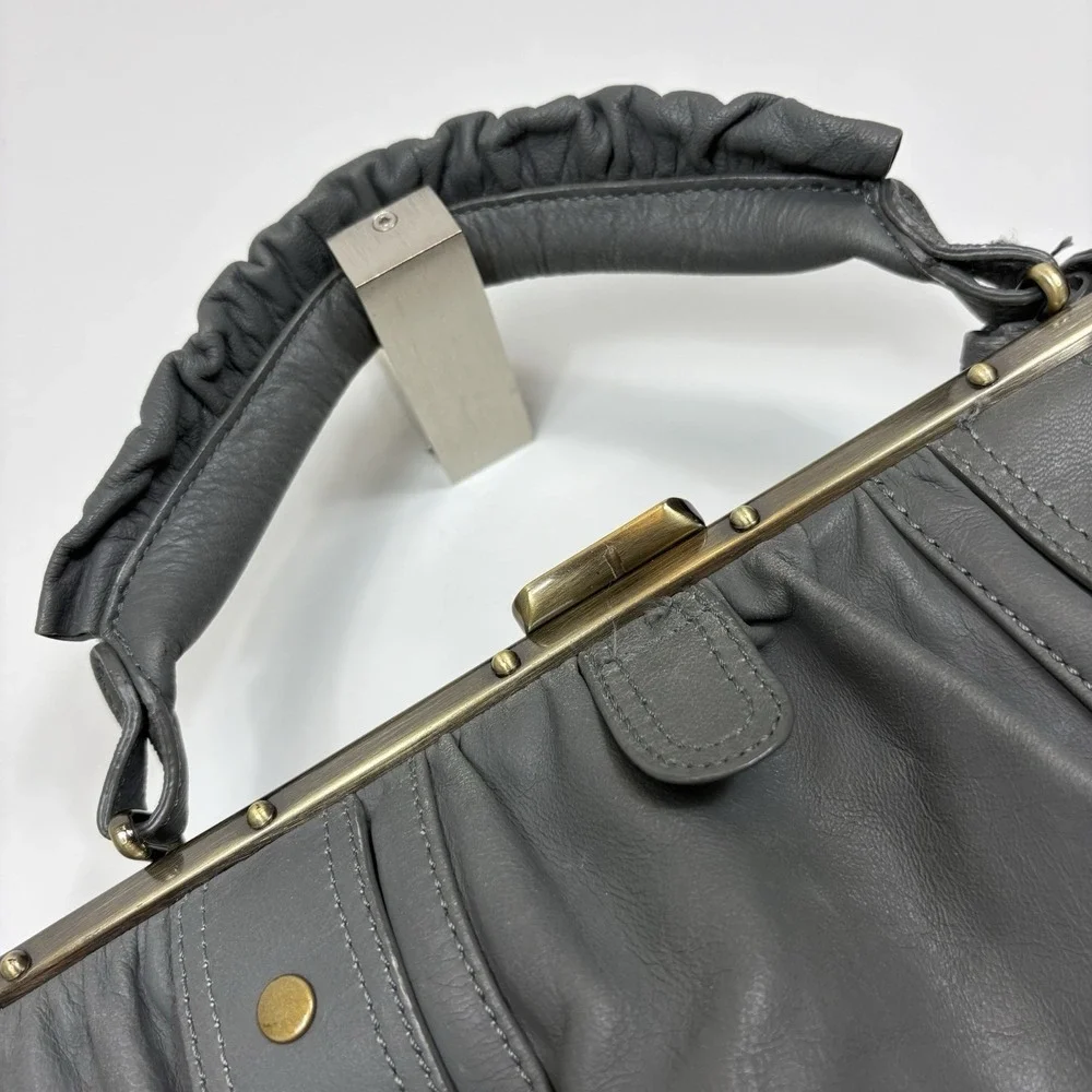 Vtg Betsey Johnson Shoulder Purse Satchel Studs Ruffles‎ Charms Y2K Gray